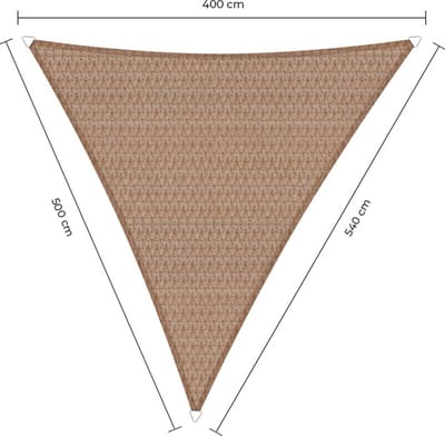 Sunfighters langhoek schaduwdoek - 4 x 5 x 5,4 m - Zand - Waterdoorlatend