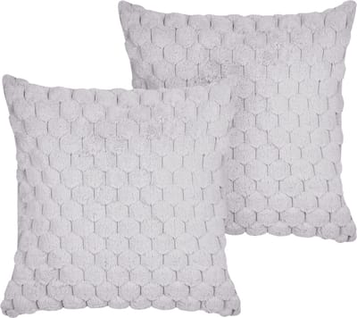 PURSLANE - Set van 2 kussens - Lichtgrijs - 43 x 43 cm - Nepbont