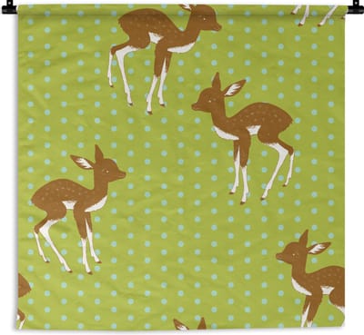 Wandkleed - Wanddoek - Patronen - Hert - Stippen - 90x90 cm - Wandtapijt