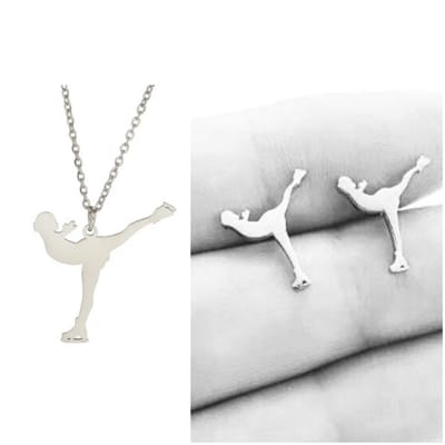 SportPresent® - Sieradenset - Schaatsen - Oorbellen - Skating - Ketting - Kunstschaats - IJs - Kunsijs - Winter - Sieraad - Kado - Sport - Teamkado - Sportsieraad