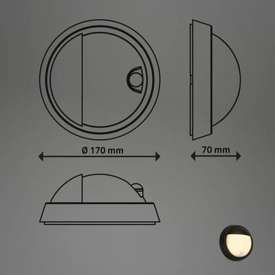 BRILONER - Wandlamp buiten - buitenverliting - lampe d'extérieur - met bewegingssensor - oplaadbare batterij - USB - Ø17 x 7 cm - Zwart