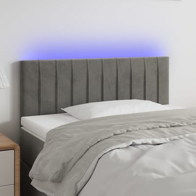 vidaXL - Hoofdbord - LED - 90x5x78/88 - cm - fluweel - lichtgrijs