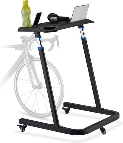 bureautafel hoogte verstelbaar - laptoptafel met wielen - 88-125 cm - fietstafel - zwart