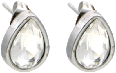Oorbellen - RVS - studs kristal - 1,5 cm - wit