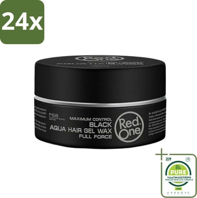 Red One - Haarwax - Black - Aqua Hair Gel Wax - Voor Krachtige Fixatie & Glans - 150 ml - Voordeelverpakking - 24 stuks - Haarwax - Haargel