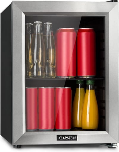 Klarstein Minibar Harlem Drankkoelkast - Mini koelkast - Compressiekoeling - 23 Liter inhoud - 5 Koelstanden: 0 - 10 °C - Energie-efficiëntieklasse E - Gering Bedrijfsgeluid: 39 dB - LED Verlichting - Glazen deur - Roestvrij Staal