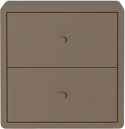 Zwevend Nachtkastje Borba - Mangohout /MDF - Bruin - 30x30x30 cm (BxHxD) - 2 Lades - Wandmontage