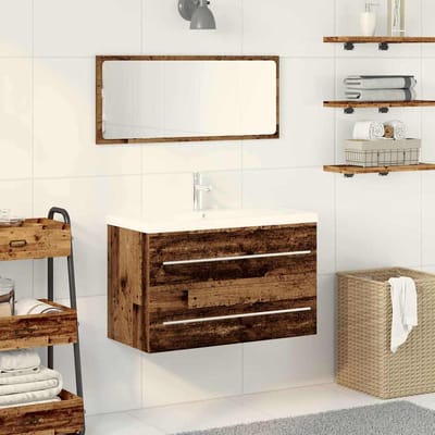 vidaXL - Wastafel - kabinet - voor - de - badkamer - Oud - Hout - 80 - x - 38,5 - x - 48 - cm