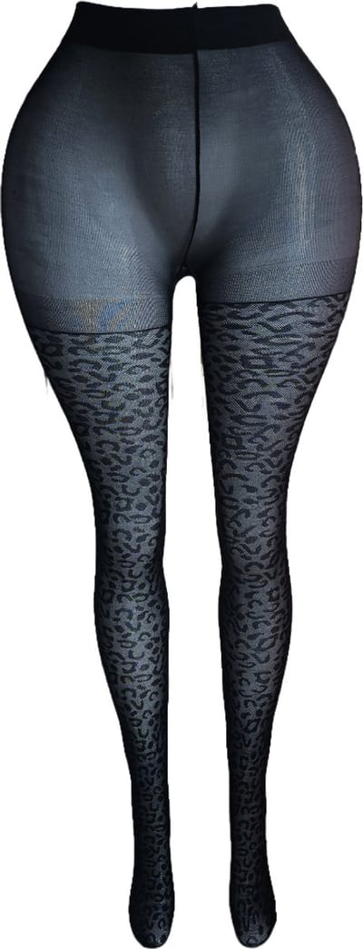 BamBella ® - Panty -Onesize - gaas maillot dunne pantys Dames - Onesize - lingerie van kant zwart panterprint