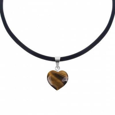 Koordketting-Hartje-Natuursteen-Tijgeroog- 45 cm