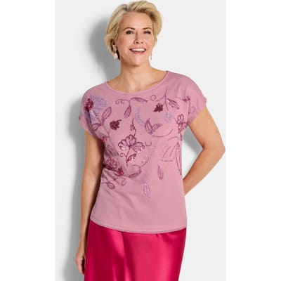 Chic shirt van mesh met pailletten - rosé - Gr. 19 van Goldner Fashion