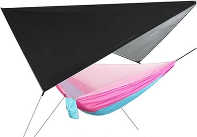 Reishangmat met Klamboe - Kampeerhangmat Hangmat - Ontspannen Buiten - Verdikking en Verbreding - 800 Gram - Roze zwart