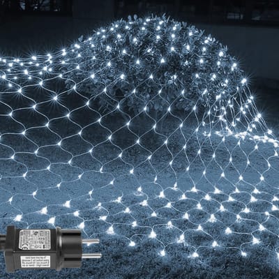 MUPOO Netverlichting Buiten Wit - 3 x 2 meter - 200 LED's - Net Kerstverlichting - Kerstnet Lichtgordijn - met 8 modi - Geheugenfunctie - Sfeervolle Gordijnverlichting - voor Bushe Garden Yard Party Decor