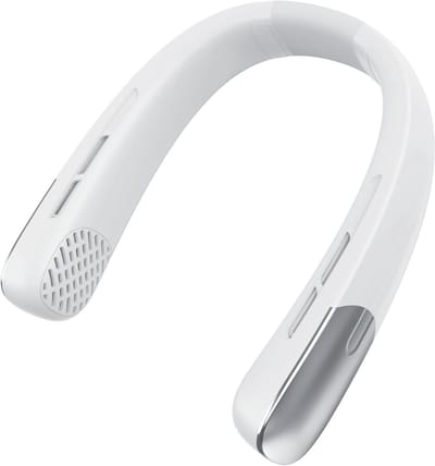 VHV - Nekventilator - Nekventilator met Turbo-Motor - 360° Ring-ventilator voor Hals - Krachtige Draagbare Fan met 1800mAh Accu - Ideaal voor Lang Haar - Stille Halsventilator - Wit
