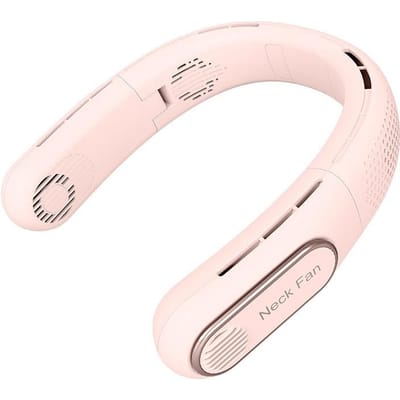 Ventilateur de cou Portable ventilateur sans fil suspendu au cou Mini ventilateurs sans lame ventilateur de refroidissement ventilateurs muets rechargeables USB pour les Sports de plein air 5000mAH rose