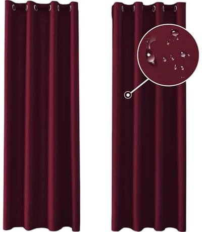 Zwarte Kanten Gordijnen Set van 2 - 140 x 225 cm, Verduisterende Gordijnen met Ogen, Thermisch voor Slaapkamer en Woonkamer - Bordeaurot