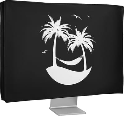 kwmobile beschermhoes monitor geschikt voor 20-22" Monitor - Computerscherm cover - Computer accessoires - PC scherm hoes in zwart / wit - ontspannende hangmat design