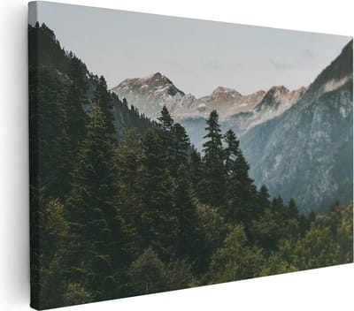 Artaza Canvas Schilderij Bos - 30x20 cm - Klein - Wanddecoratie Bergen - Muurdecoratie Landschap - Kamer Accessoires Natuur