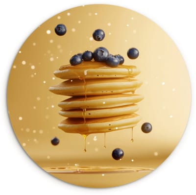 WallCircle® Wandcirkel 120x120 cm - Muurcirkel Pannenkoeken - Eten - Honing - Geel - Muurdecoratie woonkamer - Wanddecoratie slaapkamer - Kamer decoratie accessoires - Ronde schilderijen XXL