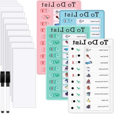 Checklist bord 4 stuks - Afneembare checklist met 8 droogveegpapier - Duurzaam PVC - Perfect voor thuis en reizen - SnelShoppen