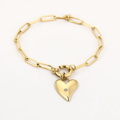 armband - schakel - rvs - goud - hart - cadeau tip