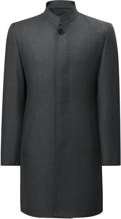 ALLTHEMEN Heren Zakelijke Trenchcoat - Opstaande Kraag Slim Fit - S