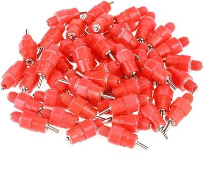 Kip Tepel Water Drinker - Pluimvee Drinkers Kit - Vogels Water Geven - Veilig Eco-vriendelijk Materiaal - 50 stuks - Rood