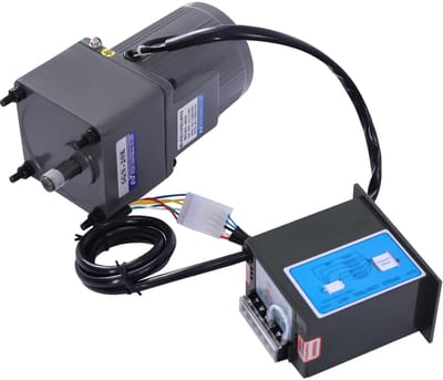 Transmissiemotor - Elektromotor met regelaar - Machines aansturen - Traploos regelbaar toerental - 40 Watt - Grijs