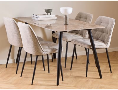 Wicklow eethoek tafel met 4 stoelen bruin, beige.