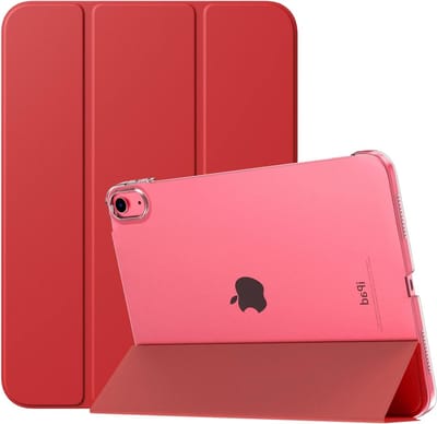 Slank iPad 10e generatie hoesje 2022 met standaard, Touch ID ondersteuning en Auto Wake/Sleep functie, 10.9 inch doorschijnende achterkant