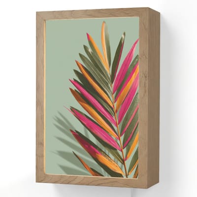 Wandlamp 20x30 cm - Oplaadbaar - Tak - Bladeren - Kleurrijk - Schaduw - Wandlampen binnen woonkamer - Slaapkamer lamp met kabel - Decoratieve nachtlamp - Vloerlamp snoer