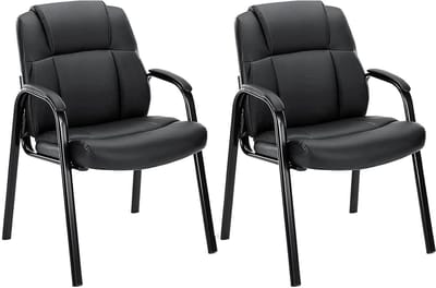 Wachtkamerstoelen Set - Kantoorstoelen Gastenstoelen - Comfortabel Zitten - Ergonomisch Ontwerp - Set van 2 - Inkt Zwart