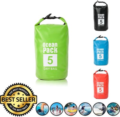 Waterdichte Tas - Dry bag - 5L - Ocean Pack - Dry Sack - Survival Outdoor Rugzak - Drybags - Boottas - Zeiltas - Groen