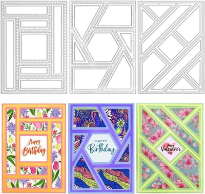 Rechthoekige Die Cuts Set voor Kaarten Maken - 3 Stuks Metalen Snijmatrijzen en Embossing Gereedschap