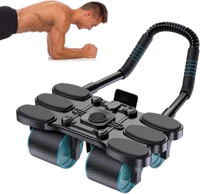 Buikoefenwals - Ab Roller - Kern Versterken - Automatische Rebound - 4 Wielen - Zwart