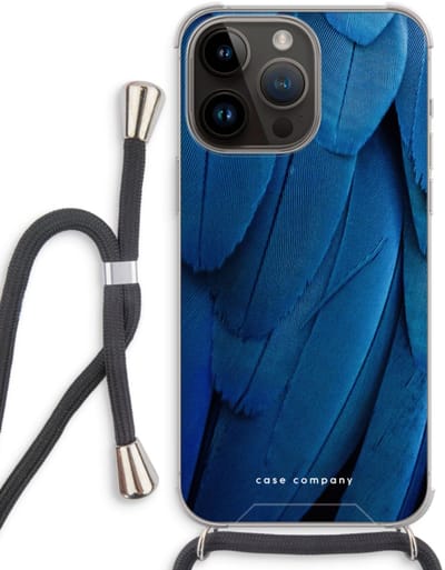 Case Company® - Hoesje met koord geschikt voor iPhone 14 Pro Max hoesje met Koord - Pauw - Telefoonhoesje met Zwart Koord - Bescherming aan alle Kanten en Over de Schermrand