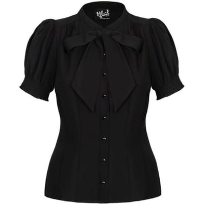 Hell Bunny - Rockabilly Blouse - Turner Blouse - XS tot XL - voor Vrouwen - zwart