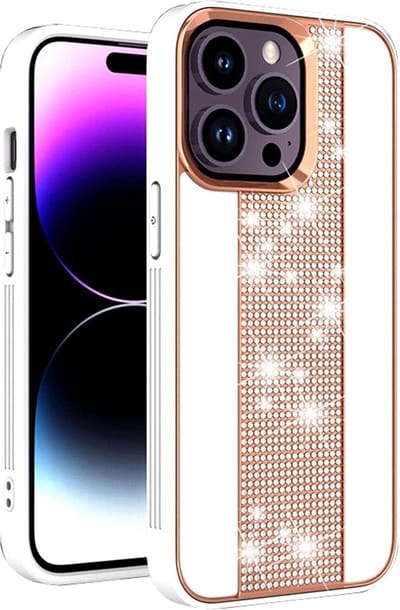 Diamond Plating Frosted Hoesje Geschikt voor: iPhone 13 Pro Max - Wit