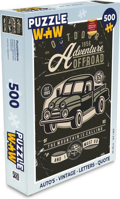 Puzzel Auto's - Vintage - Letters - Quote - Legpuzzel - Puzzel 500 stukjes