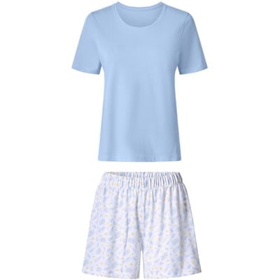 ESMARA Korte dames pyjama (Blauw/wit, XS (32/34))
