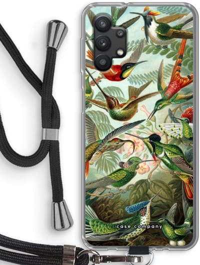 Case Company® - Hoesje met koord geschikt voor Samsung Galaxy A32 5G hoesje met Koord - Haeckel Trochilidae - Telefoonhoesje met Zwart Koord - Bescherming aan alle Kanten en Over de Schermrand