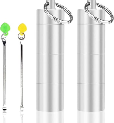 Draagbare pillendoos met 3 compartimenten - Metalen pillenorganizer voor onderweg, inclusief lepel en compact ontwerp voor dagelijks gebruik