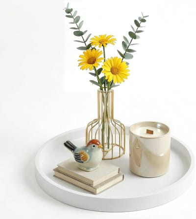 Ronde Decoratieve Tray van 23 cm voor Cosmetica, Sieradenopslag en Lotionflessen - Ideaal voor Organisatie en Interieurdecoratie in Wit