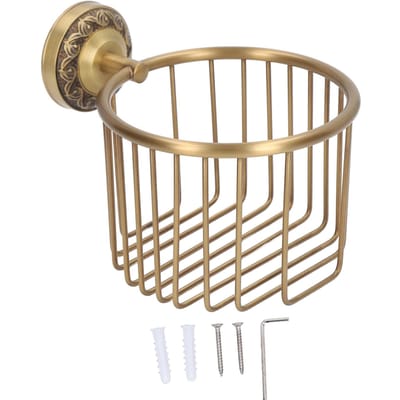 Messing Antiek Toiletrolhouder Zonder Boren Stabiele Wandmontage Handdoekrek voor Badkamer brown