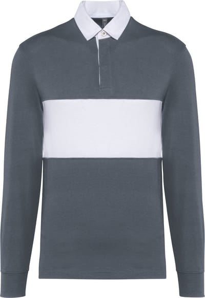 PROACT® Rugbypolo met lange mouwen PA429 - sporty grey / White - L