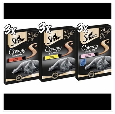 Sheba creamy snacks mix (3x kip, rund en zalm)