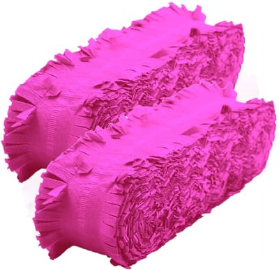 Set van 2x stuks feest/verjaardag versiering slingers fuchsia roze 24 meter crepe papier - Feestartikelen