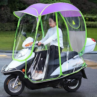 Scootmobiel Paraplu - Zonnescherm Regenhoes - Bescherming Onderweg - Volledig Gesloten - Universeel Verstelbaar - Paars
