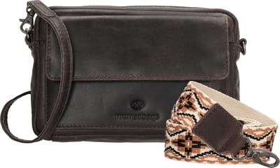 Hide & Stitches Next Navajo Schoudertas Dames - Handtas voor Dames - Tas van 100% Leder - Donkerbruin