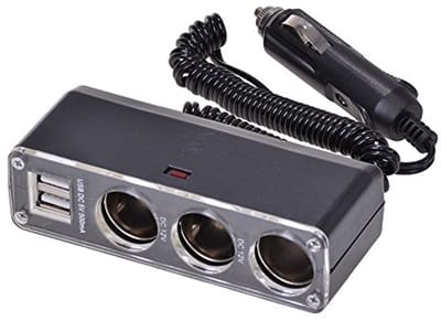 3-weg stopcontact 12 volt met 2 USB-aansluitingen